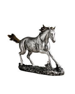 Фигура Бегущий конь серебро 34х22см Хорошие сувениры
