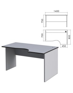 Стол письменный эргономичный 1400х900х750 мм правый цвет серый СМ4 11 Монолит