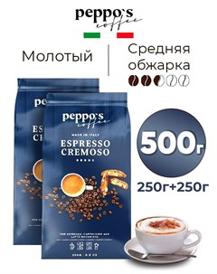 Кофе молотый Espresso Cremoso арабика 100 2 шт по 250 г Peppo's