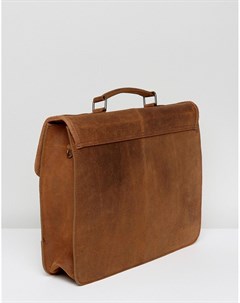 Светло коричневый кожаный портфель ASOS Asos design