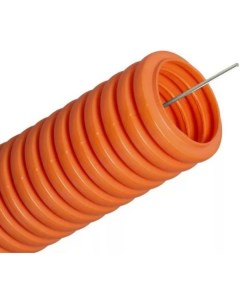 Гибкая гофрированная труба ПНД д 50мм лёгкая с протяжкой 15м цвет оранжевый 71950 Dkc