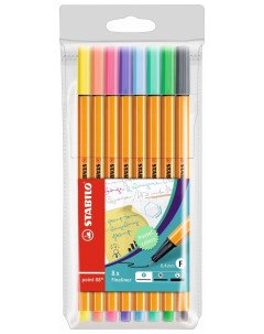 Капиллярная ручка линер для скетчинга 0 4мм Point 88 Pastel 8 пастельных цветов Stabilo