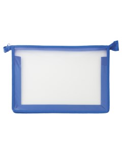 Папка для тетрадей А4 синяя пластик молния сверху прозрачная Пифагор