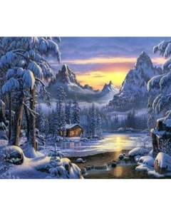 Алмазная мозаика картина стразами Зимний пейзаж 50х65 см Nobrand