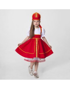 Русский народный костюм кокошник сарафан с рубашкой цвет красный рост 122 128 6 7 лет Nobrand