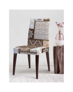 Декоративный велюровый чехол на стул со спинкой Плиточный креатив Joyarty