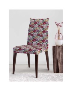 Декоративный велюровый чехол на стул со спинкой Стена из роз Joyarty