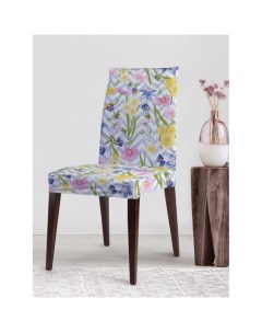 Декоративный велюровый чехол на стул со спинкой Цветочные зигзаги Joyarty
