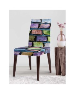 Декоративный велюровый чехол на стул со спинкой Стена из радужных камней Joyarty