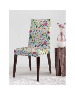 Декоративный велюровый чехол на стул со спинкой Яркий цветочный рай Joyarty