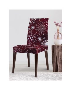 Декоративный велюровый чехол на стул со спинкой Яркие снежинки Joyarty