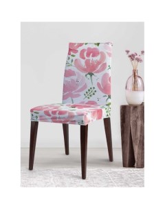 Декоративный велюровый чехол на стул со спинкой Нарисованные розы Joyarty