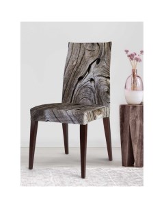 Декоративный велюровый чехол на стул со спинкой Деревянный узор Joyarty