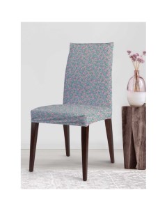 Декоративный велюровый чехол на стул со спинкой Маленькие розовые цветы Joyarty