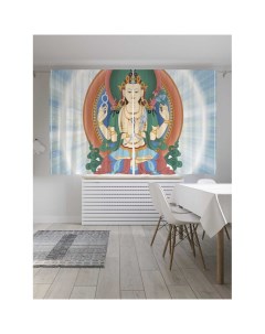 Классические шторы Будда медитирует серия Oxford DeLux 2 полотна 145x180 см Joyarty