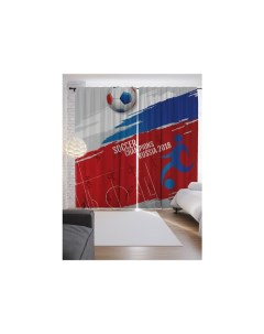 Шторы с фотопечатью Краски русского футбола из сатена 290х265 см Joyarty
