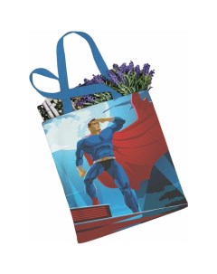 Сумка шоппер Супермен в прожекторах ткань под лен 35x37x7 см Joyarty
