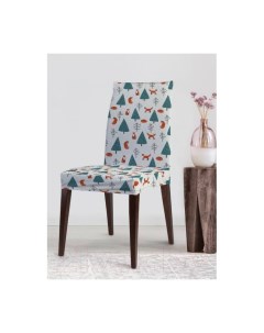 Декоративный чехол на стул Лисицы в лесу со спинкой велюровый Joyarty