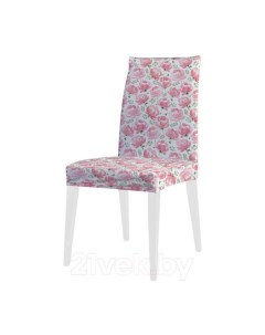 Декоративный чехол на стул Розовый цветочный узор со спинкой велюровый Joyarty