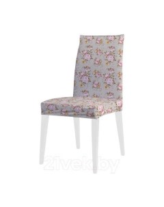 Декоративный чехол на стул Светлые розовые цветы со спинкой велюровый Joyarty
