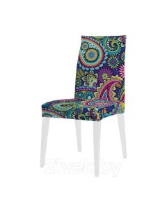 Декоративный чехол на стул Цветочный пэйсли со спинкой велюровый Joyarty