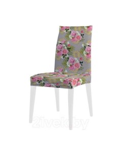 Декоративный чехол на стул Узор из розовых букетов со спинкой велюровый Joyarty