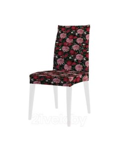Декоративный чехол на стул Алые и розовые букеты со спинкой велюровый Joyarty
