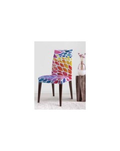 Декоративный чехол на стул Радужное цветение со спинкой велюровый Joyarty
