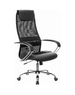 Кресло офисное Premium Stalker EX 608 CH хром ткань сетка кожзам черное 532091 Brabix