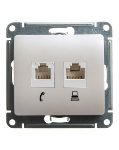 Розетка GSL000685 2 ая RJ11 RJ45 кат 5E перламутр Systeme electric