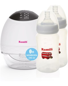 Молокоотсос SE500 с двумя противоколиковыми бутылочками 240ML Ramili