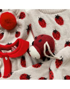 Подвесная музыкальная развивающая игрушка Activity Music Ladybug красная Konges slojd