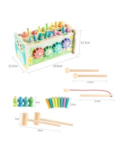 Логический центр 4 в 1 Рыбалка стучалка металлофон крутилка 12 5х12 5х24 5 см Nobrand