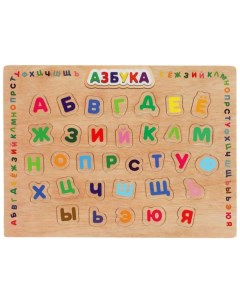 Игрушка деревянная рамка вкладыш азбука Буратино