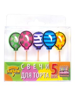 Воздушные шарики Свечи на пиках для торта 5 шт Веселая затея