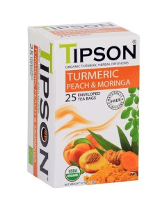 Чай Куркума и моринга с персиком травяной 25 пакетиков Tipson
