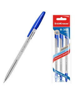Набор ручек шариковых 3 штуки R 301 Classic Stick узел 1 0 мм чернила синие длина линии Erich krause