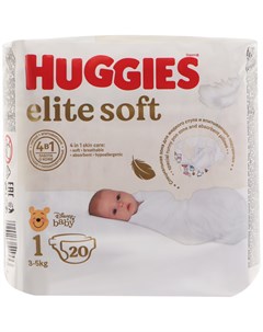 Подгузники Ellite Soft размер 1 3 5 кг 20 шт Huggies