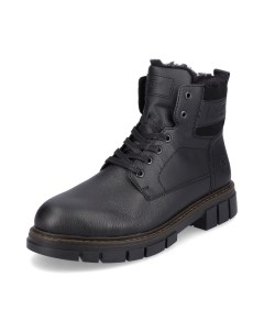 Черные утепленные ботинки из кожи и экокожи Rieker