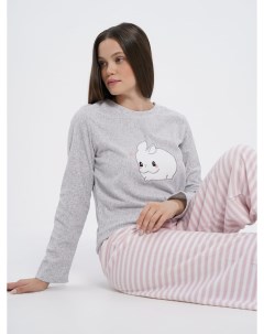 Мягкая махровая пижама с вышитым кроликом Твое