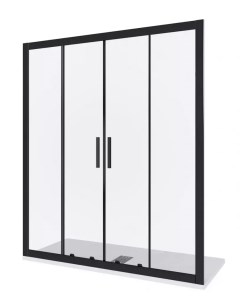 Душевая дверь в нишу Cofe 150х190 профиль черный стекло прозрачное Good door