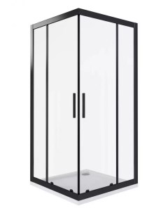 Душевой уголок Cofe 100х100 профиль черный стекло прозрачное Good door