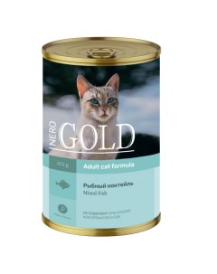 Консервы для кошек с рыбой в желе 12шт по 415г Nero gold