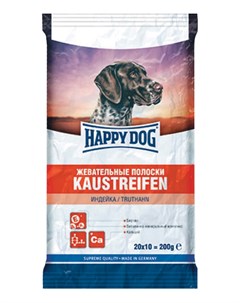 Лакомство для собак жевательные полоски с индейкой 200г Happy dog