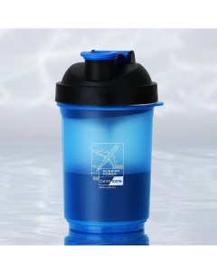 Шейкер спортивный russian power черно синий с чашей под протеин 500 мл Nobrand