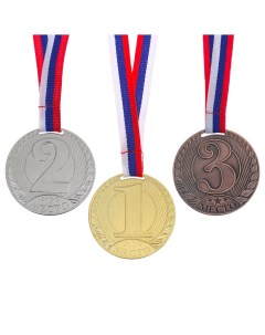 Медаль призовая 078 диам 6 см 3 место цвет бронз с лентой Командор
