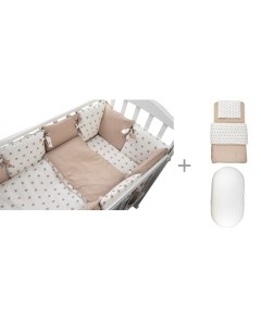 Комплект в кроватку для овальной кроватки Dream 18 предметов с постельным бельем и наматрасником Forest kids
