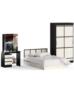 Комплект мебели Сакура спальня 4 кровать 140x200 стол косметический с зеркалом шкаф купе венге дуб л Свк