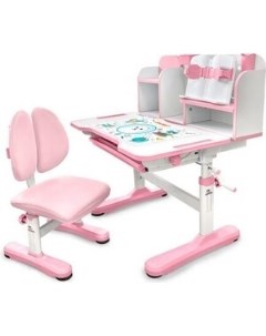 Комплект мебели парта стул Panda pink столешница белая пластик розовый BD 28 PN Mealux evo