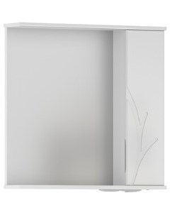 Зеркало шкаф Adel 70х70 правое с подсветкой белый zsADEL70 R 01 Волна